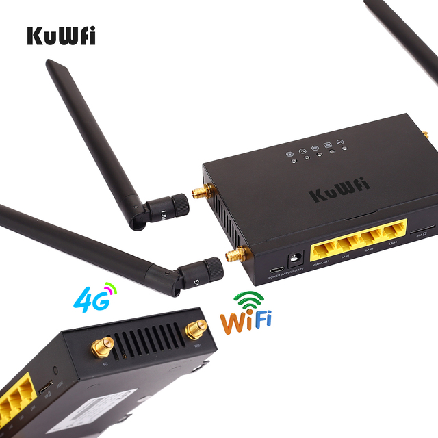 Router bezprzewodowy KuWFi 4G LTE z gniazdem na kartę SIM i 4 antenami zewnętrznymi - szybkie WiFi do 300 mb/s dla 32 użytkowników - Wianko - 8