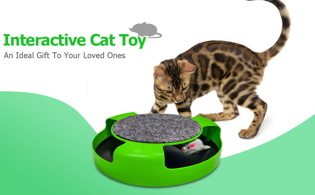 Interaktywna zabawka dla kota - myszka z drapakiem i obrotową podkładką - Wianko - 1