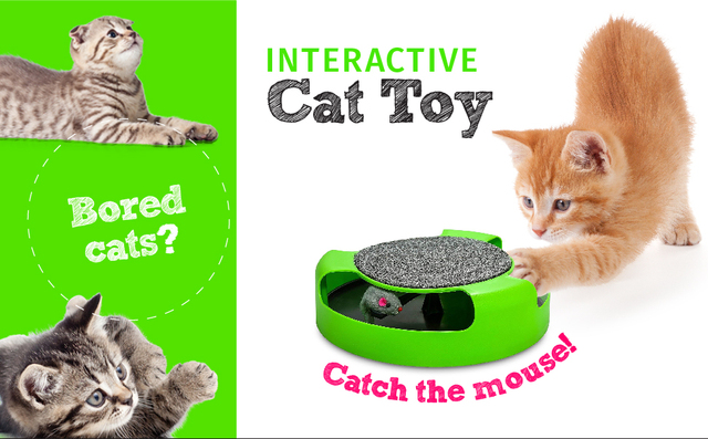 Interaktywna zabawka dla kota - myszka z drapakiem i obrotową podkładką - Wianko - 3