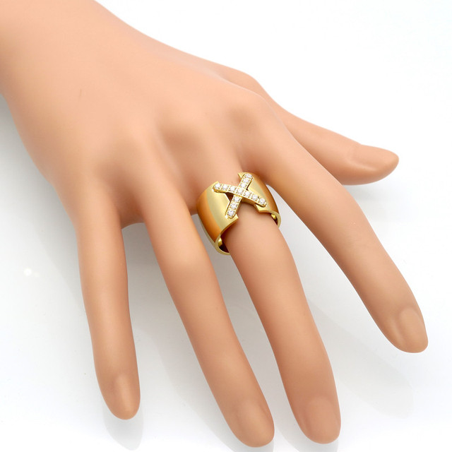 JSBAO Pierścionek damska biżuteria ze stali nierdzewnej, luksusowa marka, duże kryształy, rozmiar 6-9 - Wianko - 2