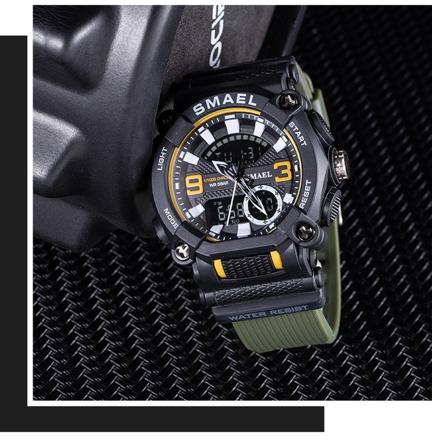 Zegarek cyfrowy męski BASID wojskowy, wodoodporny, podwójny wyświetlacz, data - Wianko - 20