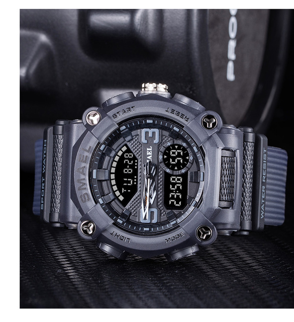 Zegarek cyfrowy męski BASID wojskowy, wodoodporny, podwójny wyświetlacz, data - Wianko - 21
