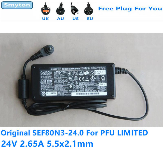 Oryginalna ładowarka sieciowa 24V 2.65A dla PFU ograniczone SEF80N3-24.0 SED80N3-24.0 do drukarek i skanerów fi6125 i fi7130 - Wianko - 1