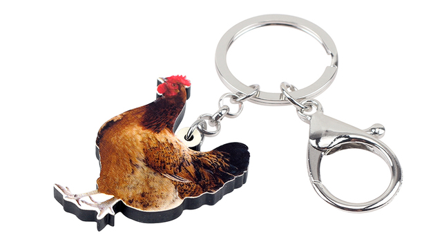 Brelok do kluczy z akrylowym brelokiem w kształcie kurczaka WEVENI, biżuteria dla zwierząt - hurtownia - Wianko - 2