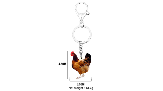 Brelok do kluczy z akrylowym brelokiem w kształcie kurczaka WEVENI, biżuteria dla zwierząt - hurtownia - Wianko - 6