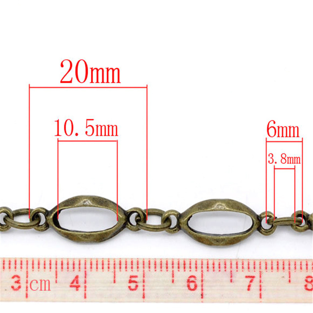 Linki-otwarte łańcuchy Doreen Box, 1M, metalowy, owalny, brązowy kolor srebrny, komponenty DIY do naszyjnika i bransoletki - Wianko - 5