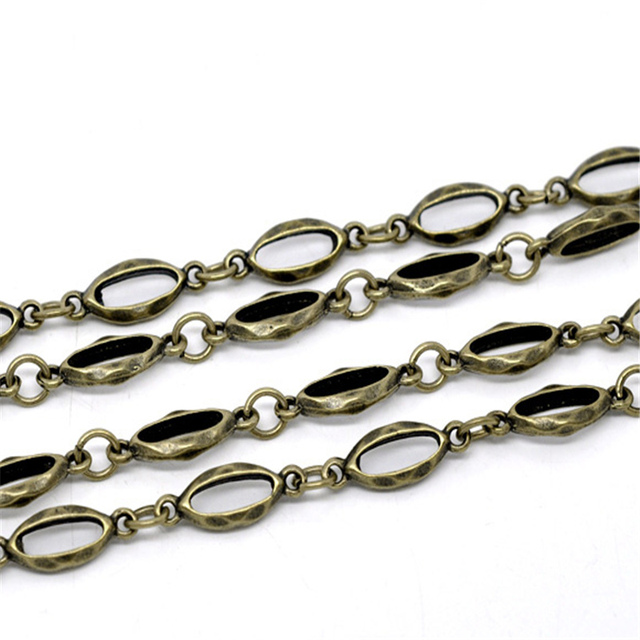 Linki-otwarte łańcuchy Doreen Box, 1M, metalowy, owalny, brązowy kolor srebrny, komponenty DIY do naszyjnika i bransoletki - Wianko - 6