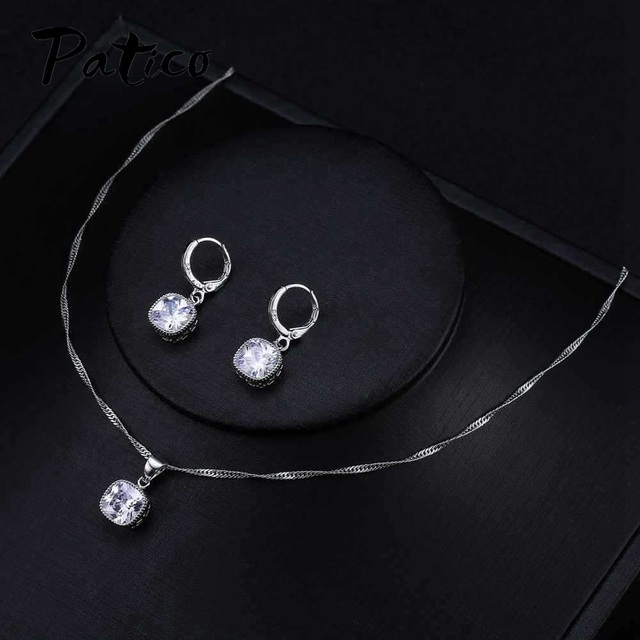 Wisiorek naszyjnik i kolczyki – klasyczny styl, elipsa inkrustowana kryształami, wykonane ze srebra próby 925 - Wianko - 8