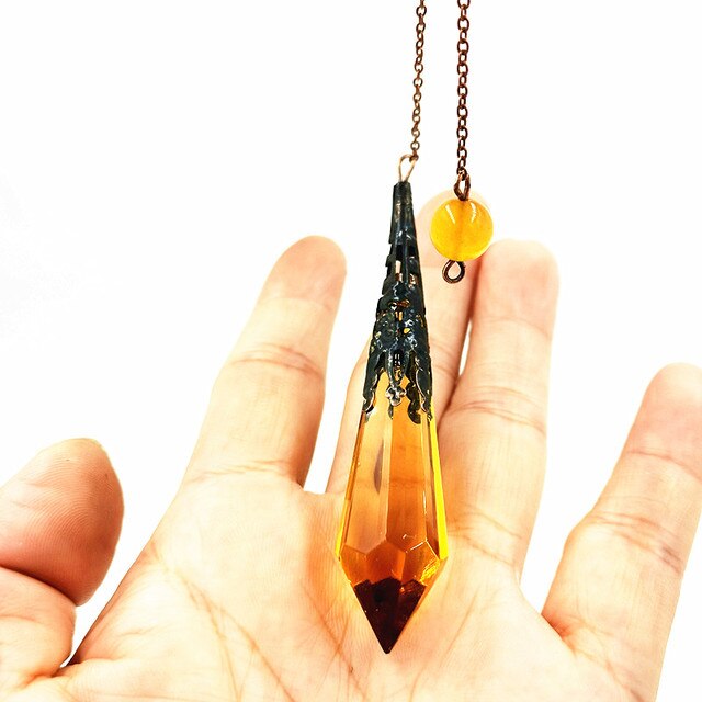 Wisiorek z wahadłem szklanym i dzwonkami Reiki - naturalne amulety uzdrawiające z kryształowym wisiorkiem do medytacji - Wianko - 29