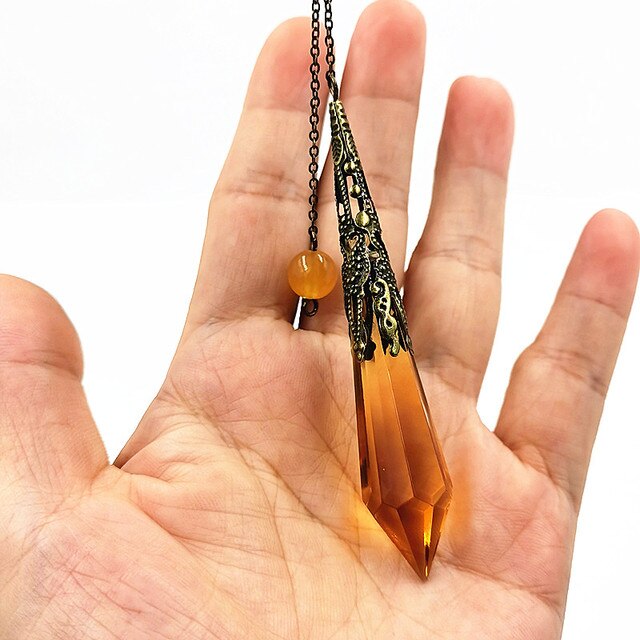 Wisiorek z wahadłem szklanym i dzwonkami Reiki - naturalne amulety uzdrawiające z kryształowym wisiorkiem do medytacji - Wianko - 31