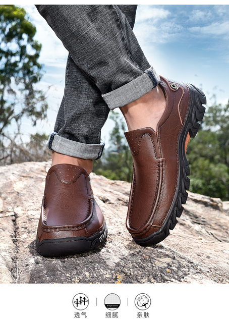 Męskie skórzane buty biznesowe low-cut 2021 - lekkie, oddychające - Wianko - 20
