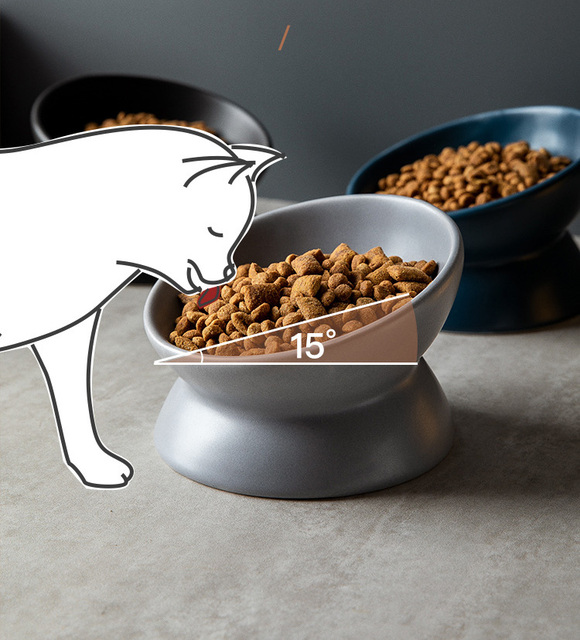 Ceramiczna miska dla psa z podwyższonym stanem dla ochrony szyi oraz karma dla kotów - Wianko - 1