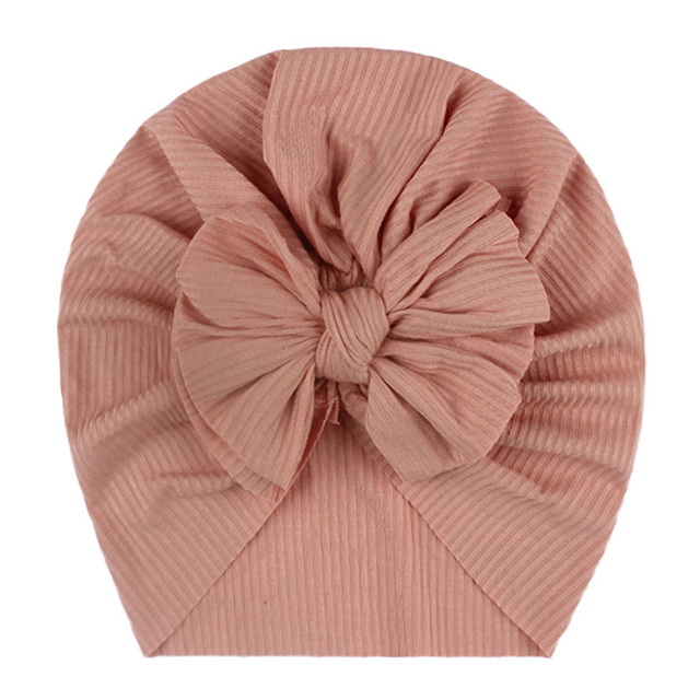 Miękki kapelusz dla niemowlęcia w kształcie turbanu z dużą kokardą - jednolity kolor, wiosna - Wianko - 4