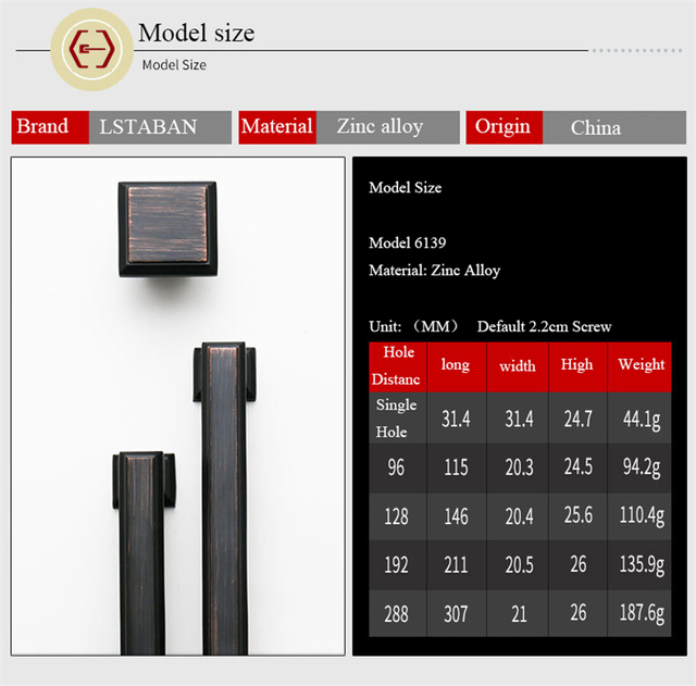 Nowoczesne klamki do drzwi LSTABAN z czarnego złota. Solidne uchwyty do szafek kuchennych i gałki do szuflady. Modne uchwyty do mebli z stopu cynku - Wianko - 8