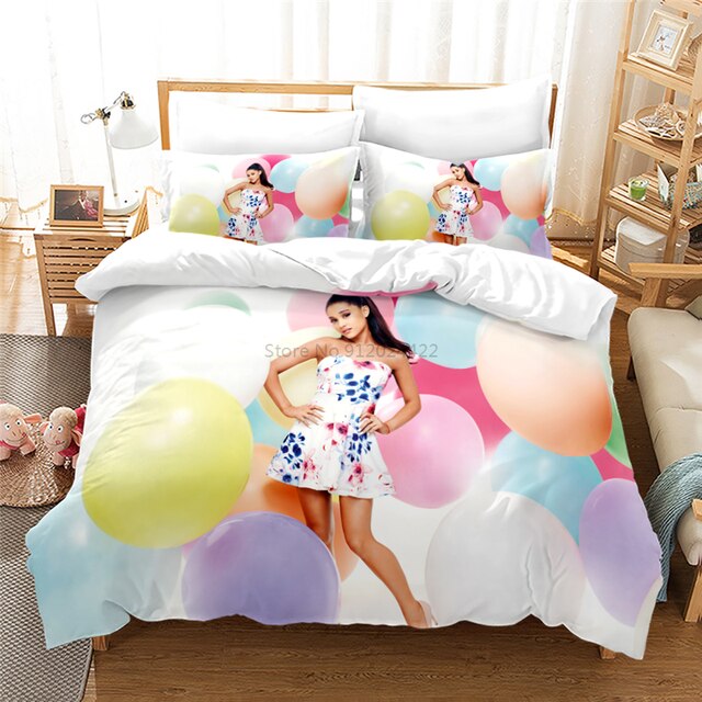Zestaw pościeli Ariana Grande 3D - kołdra, poszewki na poduszki (pełne/dekoracyjne), cyfrowy druk, pojedyncze/podwójne/podwójne duże/królewskie rozmiary, do sypialni - Wianko - 4
