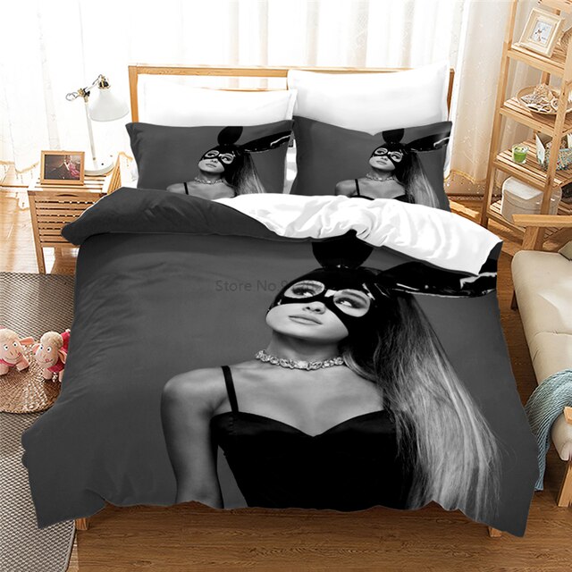 Zestaw pościeli Ariana Grande 3D - kołdra, poszewki na poduszki (pełne/dekoracyjne), cyfrowy druk, pojedyncze/podwójne/podwójne duże/królewskie rozmiary, do sypialni - Wianko - 2