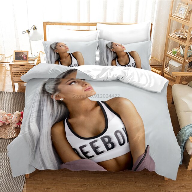 Zestaw pościeli Ariana Grande 3D - kołdra, poszewki na poduszki (pełne/dekoracyjne), cyfrowy druk, pojedyncze/podwójne/podwójne duże/królewskie rozmiary, do sypialni - Wianko - 17
