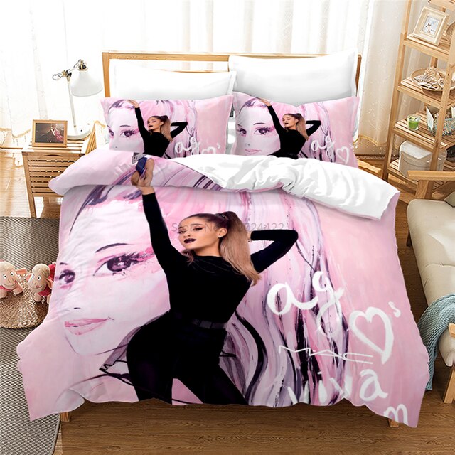 Zestaw pościeli Ariana Grande 3D - kołdra, poszewki na poduszki (pełne/dekoracyjne), cyfrowy druk, pojedyncze/podwójne/podwójne duże/królewskie rozmiary, do sypialni - Wianko - 16