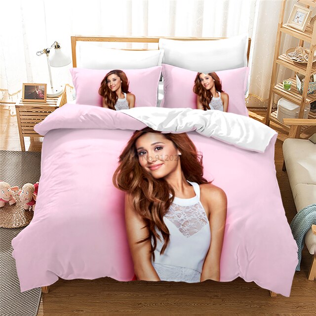 Zestaw pościeli Ariana Grande 3D - kołdra, poszewki na poduszki (pełne/dekoracyjne), cyfrowy druk, pojedyncze/podwójne/podwójne duże/królewskie rozmiary, do sypialni - Wianko - 5