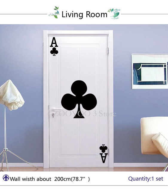 Naklejki ścienne z kreatywnymi kartami do gry - DIY dekoracje na drzwi i ściany w sypialni, artystyczny dom - winylowe tapety do mieszkania - Wianko - 3