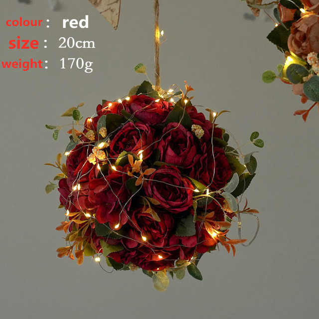 Sztuczna piwonia kwiat liny konopne z jedwabną hortensją do zawieszenia - dekoracja weselnego wystroju i oświetlenie imprezy - Wianko - 12