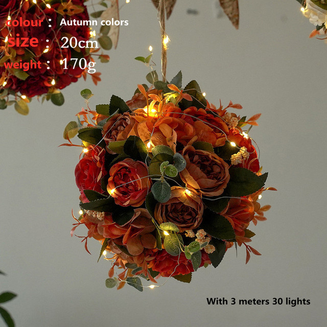 Sztuczna piwonia kwiat liny konopne z jedwabną hortensją do zawieszenia - dekoracja weselnego wystroju i oświetlenie imprezy - Wianko - 11