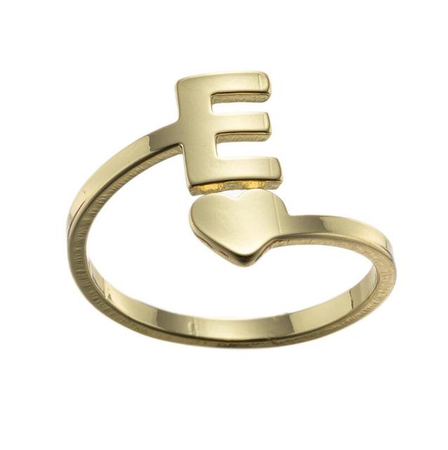 Pierścień z listem A-Z ze złotego metalu, wykonany ze stali nierdzewnej, otwarty, biżuteria ślubna - Wianko - 22