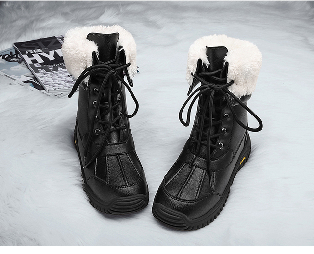 Ciepłe zimowe buty damskie do połowy łydki z wysokiej jakości materiałów, sznurowane, wygodne - Wianko - 18