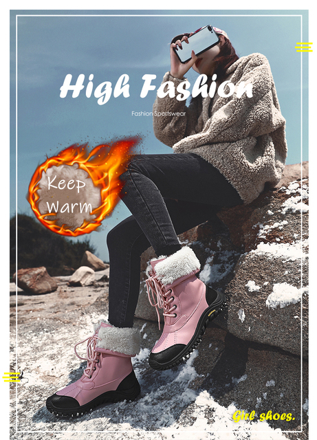 Ciepłe zimowe buty damskie do połowy łydki z wysokiej jakości materiałów, sznurowane, wygodne - Wianko - 1