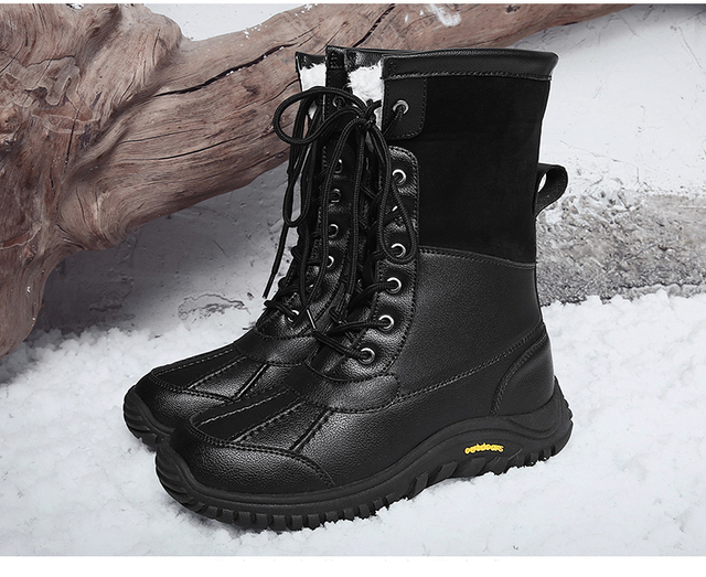 Ciepłe zimowe buty damskie do połowy łydki z wysokiej jakości materiałów, sznurowane, wygodne - Wianko - 19