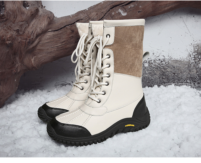 Ciepłe zimowe buty damskie do połowy łydki z wysokiej jakości materiałów, sznurowane, wygodne - Wianko - 15