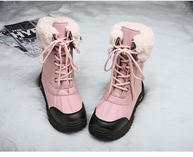 Ciepłe zimowe buty damskie do połowy łydki z wysokiej jakości materiałów, sznurowane, wygodne - Wianko - 12