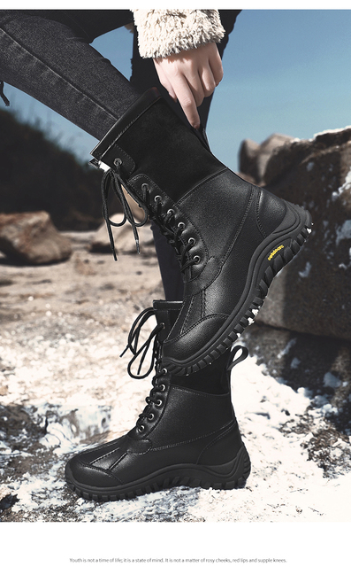 Ciepłe zimowe buty damskie do połowy łydki z wysokiej jakości materiałów, sznurowane, wygodne - Wianko - 7
