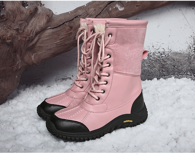 Ciepłe zimowe buty damskie do połowy łydki z wysokiej jakości materiałów, sznurowane, wygodne - Wianko - 13