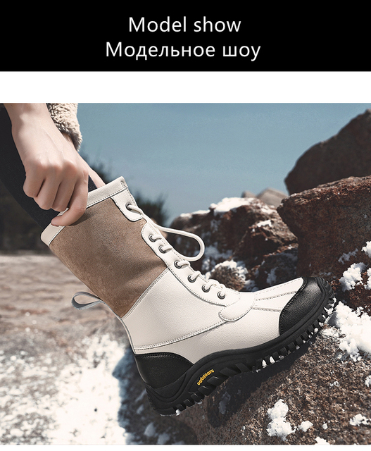 Ciepłe zimowe buty damskie do połowy łydki z wysokiej jakości materiałów, sznurowane, wygodne - Wianko - 2