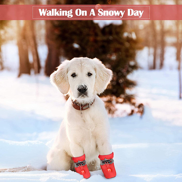 Regulowane buty Benesaw ciepłe polarowe dla psów - ochrona łap przed chłodem, wodoodporne, antypoślizgowe, oddychające - rozmiary dla szczeniąt i psów dorosłych - Wianko - 4