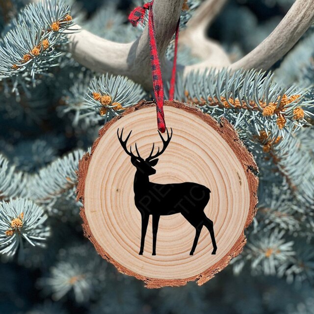 Dekoracja wnętrza - Wiszący ornament drewniany Deer Christmas Fashion 2021 - prezenty świąteczne - Wianko - 1