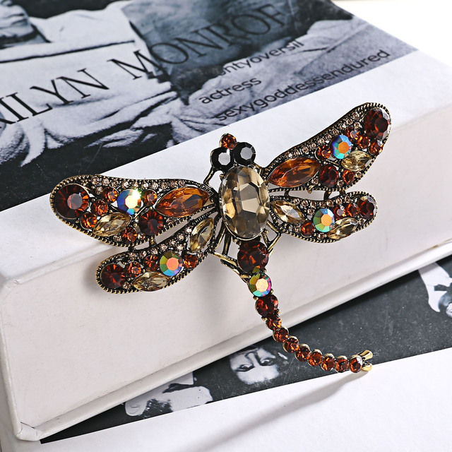 Broszka Rinhoo Crystal Vintage Dragonfly - elegancka biżuteria z dużą owadzą broszką, idealna do płaszcza - Wianko - 98