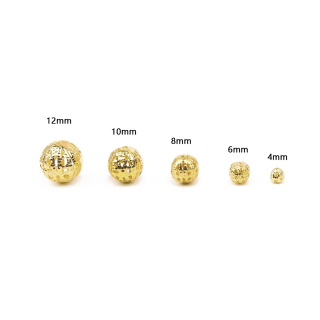 Koraliki metalowe dystansowe puste w środku różne rozmiary złoty/rodzaj brązowy kwiaty wzór piłki Handmade - Wianko - 4
