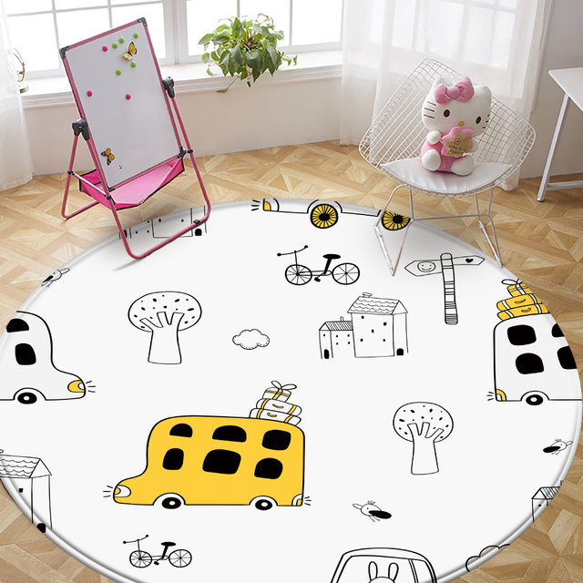 Antypoślizgowy dywan flanelowy dla dzieci Hogar z ręcznie drukowanym wzorem kreskówkowych zwierząt - Wianko - 7