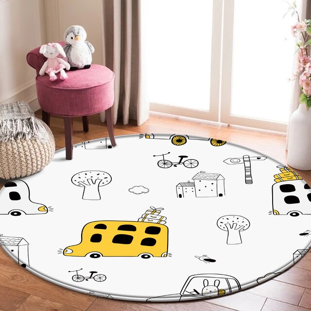 Antypoślizgowy dywan flanelowy dla dzieci Hogar z ręcznie drukowanym wzorem kreskówkowych zwierząt - Wianko - 8