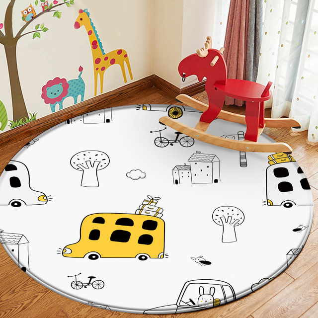 Antypoślizgowy dywan flanelowy dla dzieci Hogar z ręcznie drukowanym wzorem kreskówkowych zwierząt - Wianko - 9