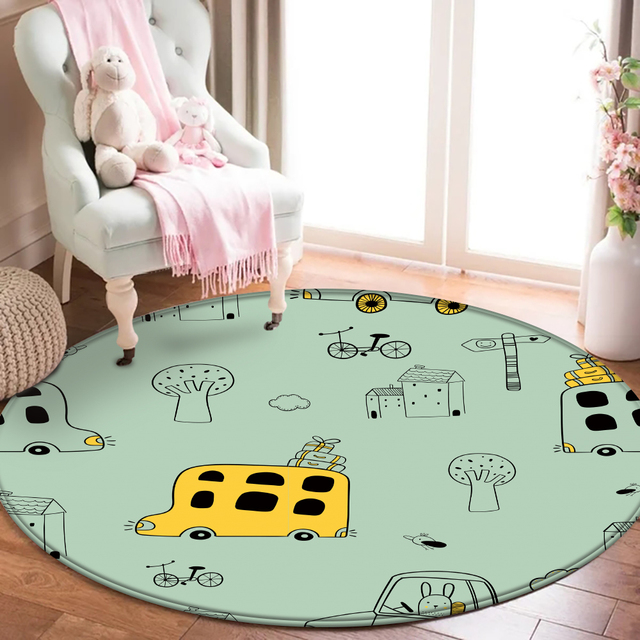 Antypoślizgowy dywan flanelowy dla dzieci Hogar z ręcznie drukowanym wzorem kreskówkowych zwierząt - Wianko - 11
