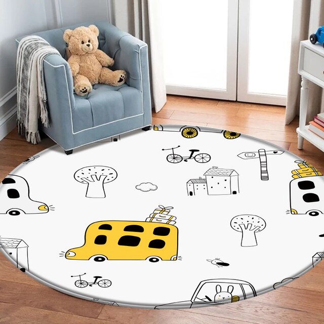 Antypoślizgowy dywan flanelowy dla dzieci Hogar z ręcznie drukowanym wzorem kreskówkowych zwierząt - Wianko - 10