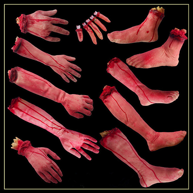 Przerażający rekwizyt lateksowy: Horror sztuczka - Kikut krwawego cięcia dłoni kościotrupa - Zabawka gumowa oderwana dłoń z złamanymi stopami - Dowcip - Wianko - 8