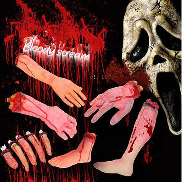 Przerażający rekwizyt lateksowy: Horror sztuczka - Kikut krwawego cięcia dłoni kościotrupa - Zabawka gumowa oderwana dłoń z złamanymi stopami - Dowcip - Wianko - 1