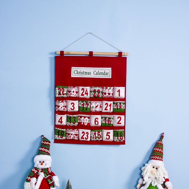 Kreatywny świąteczny kalendarz adwentowy 77JF - kolorowa torba na cukierki, wielokrotnego użytku, wiszący, ozdobiony noworocznymi elementami - Wianko - 4