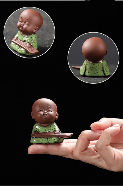 Figurka Buddha rzeźbiona ręcznie z kreatywnej, purpurowej gliny - idealna ozdoba do herbaty zwierzęcych towarzyszy-domowych! - Wianko - 8