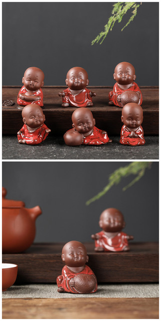 Figurka Buddha rzeźbiona ręcznie z kreatywnej, purpurowej gliny - idealna ozdoba do herbaty zwierzęcych towarzyszy-domowych! - Wianko - 4