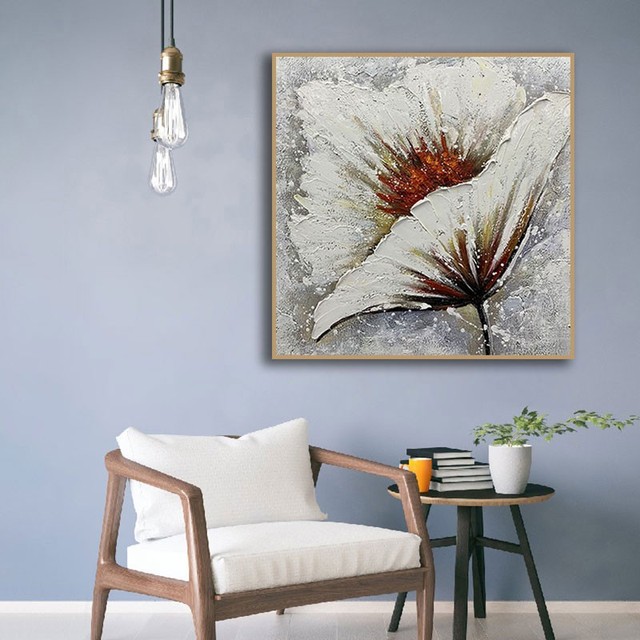Obraz abstrakcyjny kwiat lilii na płótnie, styl skandynawski, dekoracyjne obrazy ścienne do salonu, restauracji, jadalni - Wianko - 3